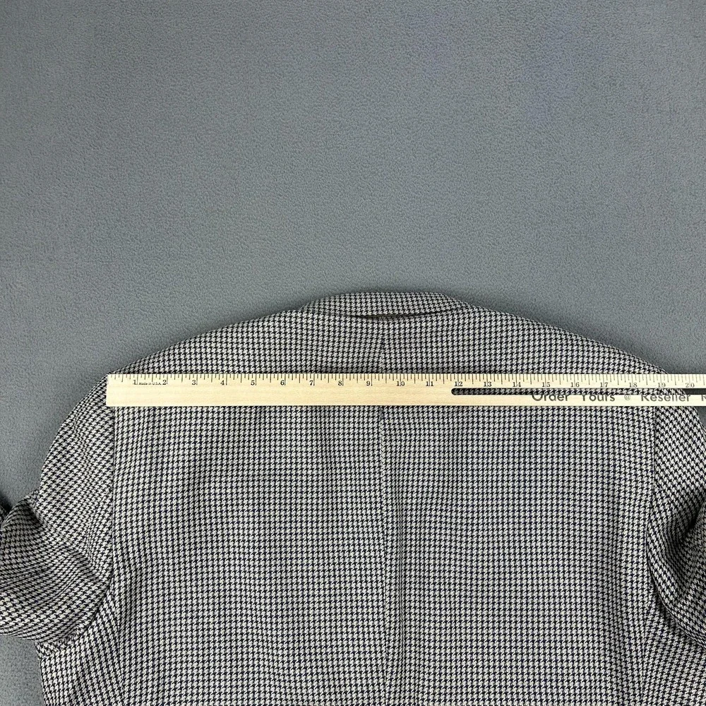Vintage Burberrys Blazer‎ Mens 46 Navy Gray Houndstooth Sport Coat 2 Button 90s